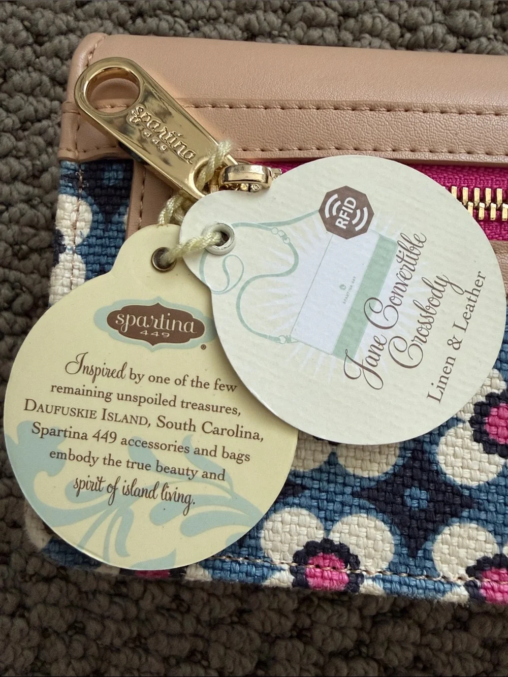 Spartina 449 Pink and Navy Floral Calhoun Jane Convertible Crossbody